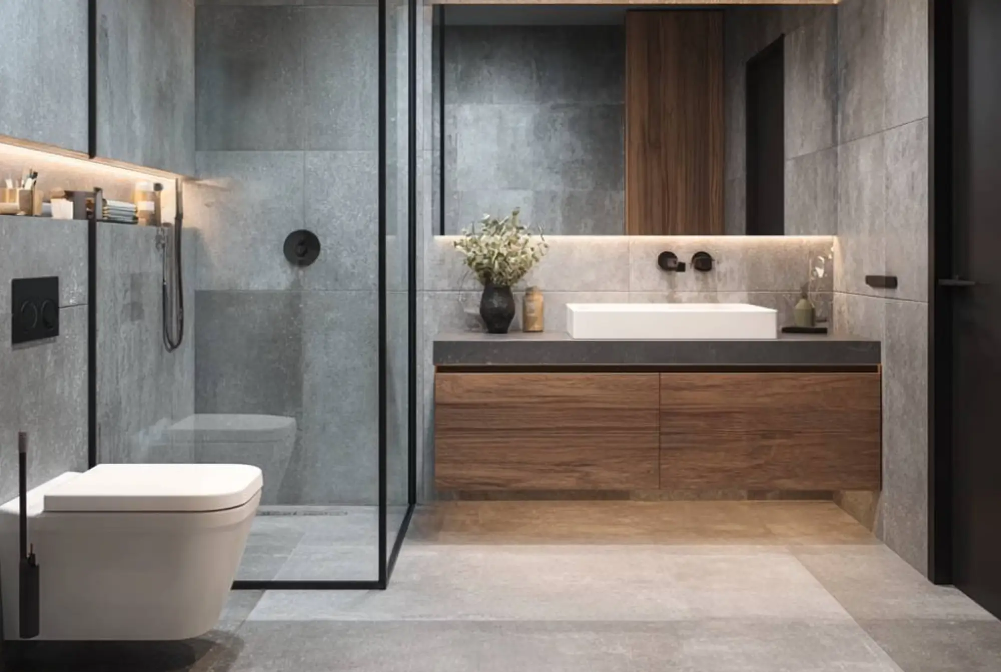 Bano Gris Reforma Madera